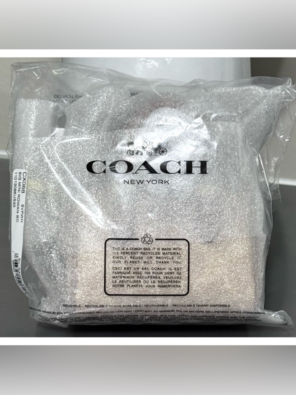 COACH Mini Rowan Bag Charm In Signature Canvas, SILVER/ SAND/‎ TAUPE - Picture 6 of 7